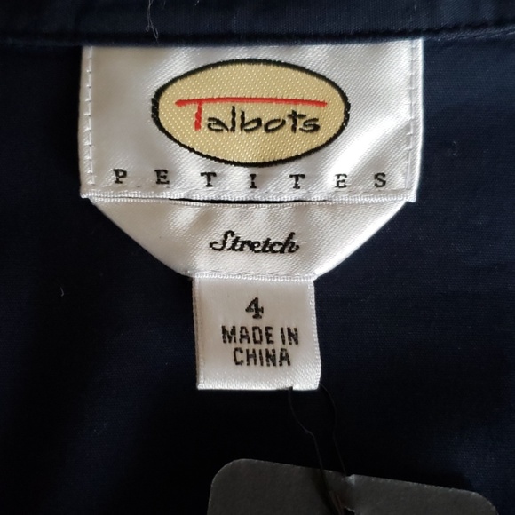 Talbots Button Down Navy Blue Blouse with Roses 4P - Picture 6 of 11